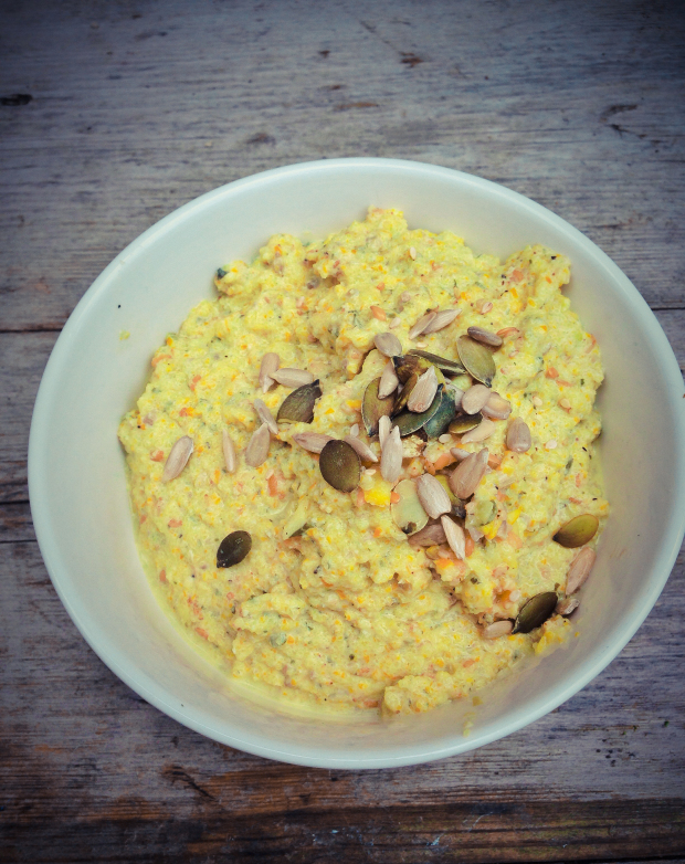 The yellow courgette hummus is oh so pretty