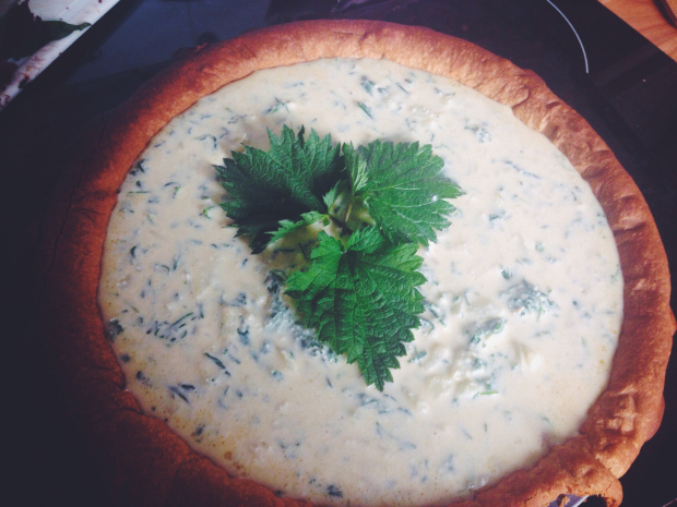 Arrange a few nettle leaves on the top, use gloves!